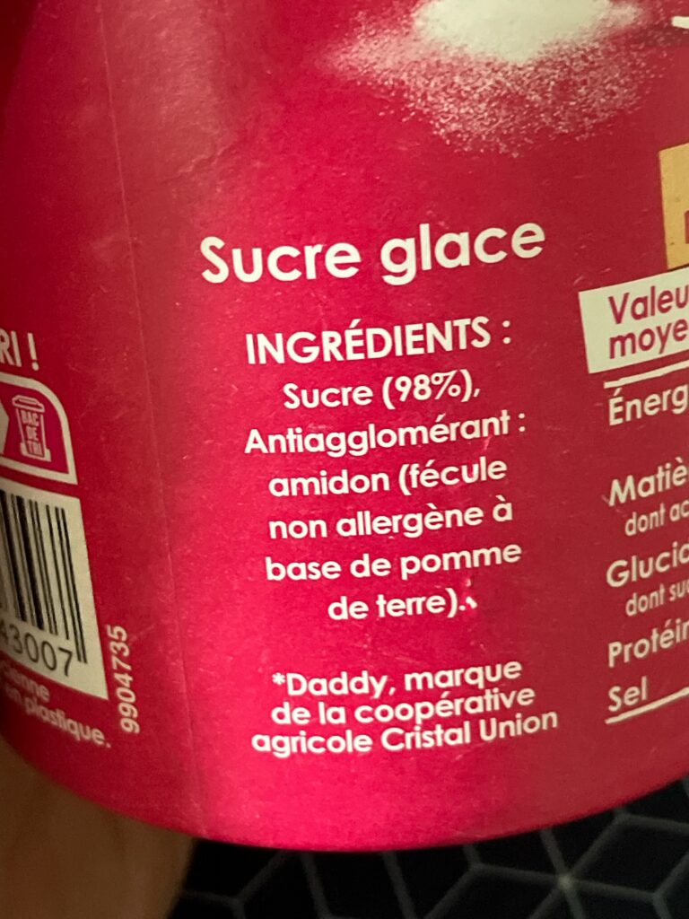 Daddy -Sucre glace - ingrédients